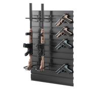 VEVOR Estante de Pared para Armas de Fuego, Soporte de Montaje en Pared, Capacidad de 2 Escopetas y 4 Pistolas, Organizador de Accesorios con Ganchos Adicionales, Acero al Carbono, para Taller Garaja