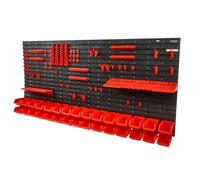 VEVOR Estante de Plástico 30 Cajas de Almacenamiento para Taller Garaje con Paneles de Pared Organizador de Herramientas para Tuercas, Pernos, Tornillos, Clavos, Botones, Piezas Pequeñas, Negro/Rojo