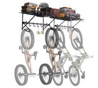 VEVOR Estante de Almacenamiento para Bicicletas, 4 Estantes para Bicicletas, Soporta hasta 226,8 kg, 1600 mm, Colgador de Pared para Almacenamiento de Bicicletas con 2 Estantes para Hogar, Garaje
