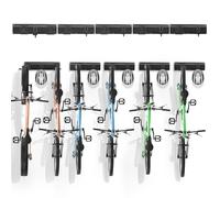 VEVOR Estante para almacenamiento de bicicletas, 6 portabicicletas y 5 ganchos para cascos, colgador de pared para almacenamiento de bicicletas, organizador para el hogar y el garaje, personalizable p