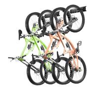 VEVOR Estante para Almacenamiento de Bicicletas, Soporta hasta 90,7 kg, 4 Portabicicletas y 2 Ganchos para Cascos, Longitud del Riel de 914,4 mm, Soporte Ajustable de Bicicleta para Hogar, Garaje