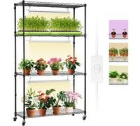 VEVOR Estante para Cultivo de Plantas 4 Niveles con Luces de Cultivo 90W 90cm