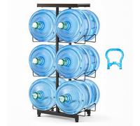 VEVOR Estante para Garrafas de Agua, Soporte para Botellas Grandes de Agua, 3 Niveles para 6 Botellones, Estructura Metálica, Organizador de Almacenamiento Plegable para Oficina Comedor Sala de Estar