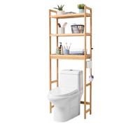 VEVOR Estante para Inodoro Ajustable de 3 Niveles Almacenamiento sobre Inodoro Estantería de Madera para Baño con 3 Ganchos Mueble de Baño Adecuado para la Mayoría de Inodoros, 630 x 260 x 1700 mm