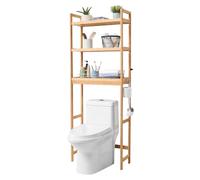 VEVOR Estante para Inodoro Ajustable de 3 Niveles Almacenamiento sobre Inodoro Estantería de Madera para Baño con 3 Ganchos Mueble de Baño Adecuado para la Mayoría de Inodoros, 630 x 260 x 1700 mm