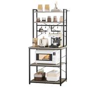 VEVOR Estante para Panaderos de Cocina de 5 Niveles, Estantería de Almacenamiento de Servicios 60 x 40 x 161,8 cm con 12 Ganchos en Forma de S, Estante con Soporte para Horno Microondas, Platos