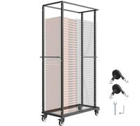 VEVOR Estante para Sillas Plegable, Capacidad de 227 kg, Carrito Resistente para 60 Sillas, Soporte para Sillas de Metal con Ruedas Giratorias y Ruedas de Bloqueo para Fiestas, Eventos, Negro Mate