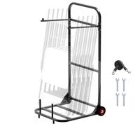 VEVOR Estante para Sillas Plegable, Capacidad de 45 kg, Carrito Resistente para Colgar 10 Sillas, Carrito de Almacenamiento de Metal con Ruedas de Goma, Soporte para Sillas Tipo Empuje, Negro Mate