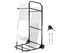 VEVOR Estante para Sillas Plegable, Capacidad de 45 kg, Carrito Resistente para Colgar 10 Sillas, Carrito de Almacenamiento de Metal con Ruedas de Goma, Soporte para Sillas Tipo Empuje, Negro Mate