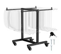 VEVOR Estante para Sillas Plegable, Capacidad de 90 kg, Carrito en Forma de T para 14 sillas, Carrito de Almacenamiento de Metal Resistente con Ruedas de Goma para Fiestas, Eventos, Negro Mate