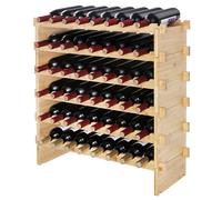 VEVOR Estante para vino modular apilable de 48 botellas, estantes de almacenamiento de 6 niveles de madera de bambú , estante de exhibición para vinos , estantes antivibración para cocina, bar y ()