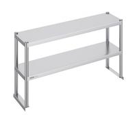 VEVOR Estante Superior de Doble Nivel de Acero Inoxidable 305x1219x600 mm Estante Superior de Doble Nivel Mesa de Preparación de Estante Ajustable en Altura para Cocina, Restaurante, Taller