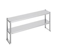VEVOR Estante Superior de Doble Nivel de Acero Inoxidable 305x1524x600 mm Estante Superior de Doble Nivel Mesa de Preparación de Estante Ajustable en Altura para Cocina, Restaurante, Taller