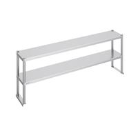 VEVOR Estante Superior de Doble Nivel de Acero Inoxidable 305x1829x600 mm Estante Superior de Doble Nivel Mesa de Preparación de Estante Ajustable en Altura para Cocina, Restaurante, Taller