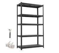 VEVOR Estantería Almacenaje Metálica de 5 Niveles 1030 x 465 x 1813 mm, Estantería Multiusos Altura Ajustable, Capacidad 1360,8 kg en Total con Estructura de Acero para Garaje Cocina Baño Trastero