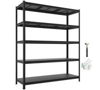 VEVOR Estantería Almacenaje Metálica de 5 Niveles 1511 x 522 x 1813 mm, Estantería Multiusos Altura Ajustable, Capacidad 1360 kg en Total con Estructura de Acero para Sótano Cocina Trastero Hogar