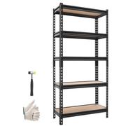 VEVOR Estantería Almacenaje Metálica de 5 Niveles 72 x 31 x 152 cm, Estantería Multiusos Altura Ajustable Capacidad 907 kg en Total con Estructura de Acero para Garaje Trastero Dormitorio Hogar Sótano