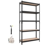 VEVOR Estantería Almacenaje Metálica de 5 Niveles 923 x 309 x 1813 mm, Estantería Multiusos Altura Ajustable, Capacidad 1360 kg en Total con Estructura de Acero para Garaje Sótano Trastero Dormitorio
