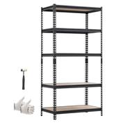 VEVOR Estantería Almacenaje Metálica de 5 Niveles 923 x 459 x 1813 mm | Estantería Multiusos Altura Ajustable, Capacidad 907,2kg en Total Estructura Acero para Sótano Dormitorio Trastero Garaje