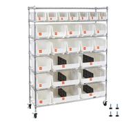 VEVOR Estantería de Almacenamiento con Ruedas, 7 Niveles, 26 Compartimentos Organizadores, para Garaje, Almacén, Oficina, Restaurante, Aula y Cocina, 355 x 1110 x 1490 mm, Carga por Nivel 52,2 kg