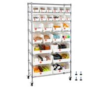 VEVOR Estantería de Almacenamiento, con Ruedas Giratorias de 360°, 8 Niveles, 26 Compartimentos Organizadores, Apto para Garaje, Almacén, Oficina, Restaurante, Aula y Cocina, 355 x 900 x 1690 mm