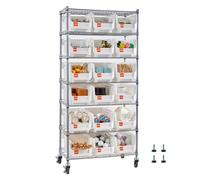 VEVOR Estantería de Almacenamiento, con Ruedas Giratorias de 360 Grados, 7 Niveles, 18 Compartimentos Organizadores, para Garaje, Almacén, Oficina, Restaurante, Aula y Cocina, 690 x 355 x 1490 mm