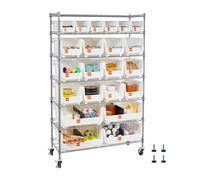 VEVOR Estantería de Almacenamiento Móvil, con Ruedas, 7 Niveles, 22 Compartimentos Organizadores de Polipropileno, para Garaje, Almacén, Oficina, Restaurante, Aula y Cocina, 355 x 900 x 1490 mm