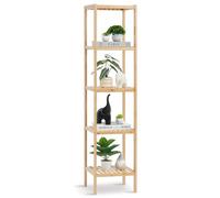 VEVOR Estantería de Baño de 5 Niveles de 330 x 330 x 1470 mm, Estantería Estrecha de Bambú, Soporte Independiente para Plantas y Flores, Estantería Multifuncional para Dormitorio, Oficina, Estudio