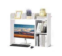 VEVOR Estantería de Escritorio de Madera 94,5x24,1x73,4 cm Organizador de Almacenamiento de Escritorio 2 Niveles con Almohadillas Antideslizantes para los Pies para Oficina, Hogar, Dormitorio, Blanco