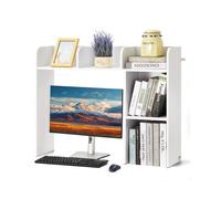 VEVOR Estantería de Escritorio de Madera 94,5x24,1x73,4 cm Organizador de Almacenamiento de Escritorio 2 Niveles con Almohadillas Antideslizantes para los Pies para Oficina, Hogar, Dormitorio, Blanco