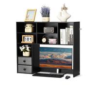 VEVOR Estantería de Escritorio de Madera 94x25,4x79,2 cm Organizador de Almacenamiento de Escritorio 3 Niveles con Almohadillas Antideslizantes para los Pies para Oficina, Hogar, Dormitorio, Negro