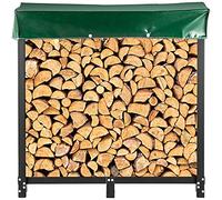 VEVOR Estantería de metal para leña de chimenea, capacidad de sujeción de 590 kg, 183,5 x 36,2 x 122 cm, soporte para leña con cubierta de PVC (183,5 x 36,2 x 27,5 cm), color negro, ayuda para apilar
