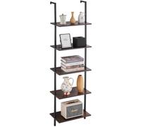 VEVOR Estantería de Pared de Madera Rústica Flotante de 5 Niveles, 44 x 30 cm, Estilo Industrial, con Forma de Tubo Cuadrado, para Exhibir Libros, para Cocina, Baño y Sala de Estar, Color Negro