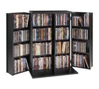 VEVOR Estantería de Pared, 610 x 368 x 846 mm, Mueble de Almacenamiento, 2 Puertas y 16 Compartimentos, con Dispositivos Antivuelco, para CDs DVDs Libros Juegos, Armario para Salón Oficina, Negro