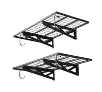VEVOR Estantería de Pared de Acero Resistente 610x1219 mm Carga 113kg por Estante 227kg en Total, Distancia Ajustable, Juego de 2 Estanterías Flotantes con Ganchos para Garaje Taller Cocina Lavandería