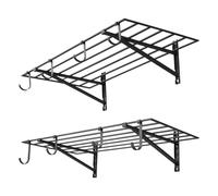 VEVOR Estantería de Pared de Acero Resistente 610x1219 mm Carga 118kg por Estante 235kg en Total, Distancia Ajustable, Juego de 2 Estanterías Flotantes con Ganchos para Cocina Lavandería Garaje Taller