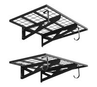 VEVOR Estantería de Pared de Acero Resistente 610x914 mm, Carga 227kg en Total 113kg por Estante, Distancia Ajustable, Juego de 2 Estanterías Flotantes con Ganchos para Garaje Lavandería Cocina Taller