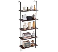 VEVOR Estantería de Pared de Madera Rústica Flotante de 5 Niveles, 24 x 11,8 Pulgadas, Soporte de Exhibición para Libros, Soporte para Artículos Diversos para Cocina, Baño, Sala de Estar, Color Negro
