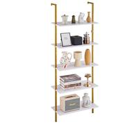 VEVOR Estantería 5 Niveles Forma Tubo Cuadrado Dorado Blanco 640 x 300 x 1825 mm