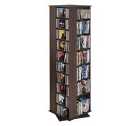 VEVOR Estantería Giratoria, Mueble de Almacenamiento de 34 Compartimentos, Estantes Ajustables, Organizador para CDs DVDs Libros Videojuegos, Armario para Salón Dormitorio Oficina Biblioteca, Marrón