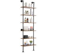 VEVOR Estantería Industrial de Tubos, 6 Niveles, 24 x 9,84 Pulgadas, Soporte de Madera rústica Flotante para Montaje en Pared, Estante de exhibición, Soporte para artículos Diversos para Cocina