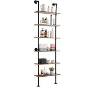 VEVOR Estantería Industrial de Tubos, 6 Niveles, 24 x 9,84 Pulgadas, Soporte de Madera rústica Flotante para Montaje en Pared, Estante de exhibición, Soporte para artículos Diversos para Cocina