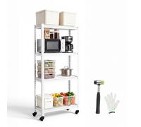 VEVOR Estantería Metálica 363 kg de 4 Niveles de Almacenamiento con Ruedas | para Garajes, Cocinas y Sótanos, con Altura Ajustable, Remaches, Malla Ventilada, Montaje sin Tornillos, 762 x 313 x 1600 mm