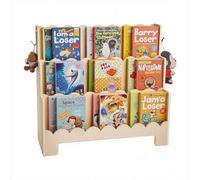 VEVOR Estantería Montessori, Librería Infantil 75 x 27 x 70 cm de 3 Niveles con Borde Festoneado, Estantería Frontal con Ganchos Dobles para Guardería, Preescolar y Jardín de Infancia, Marrón Claro