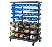 VEVOR Estantería Móvil de Plástico con Ruedas, 7 Niveles y Doble Cara, para 94 Contenedores, Carga Máxima por Nivel 40 kg, para Garaje, Almacén, Oficina, Restaurante y Aula, 900 x 500 x 1245 mm