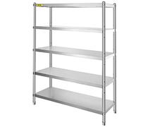 VEVOR Estantería Robusta de 5 Niveles de Acero Inoxidable 121,9 x 47 x 182,9 cm, estantería para Cargas Pesadas de 5 estantes de Acero Inoxidable de Capacidad 750 kg Total, estantería de 5 Niveles