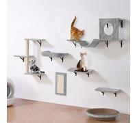 VEVOR Estanterías para gatos montadas en la pared con tableros de hamaca sofá conjunto de 6