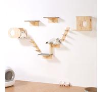 VEVOR Estanterías para gatos montadas en la pared con tableros de nidos hamaca conjunto de 7