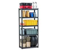 VEVOR Estantes de Almacenamiento de 5 Niveles de 406,4 x 812,8 x 1828,8 mm Capacidad de Carga Total de 907 kg, Estantes de Metal Ajustables para Garaje, Cocina, Almacén, Sótano, Trastero, Negro
