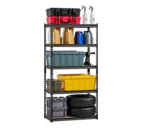 VEVOR Estantes de Almacenamiento de 5 Niveles de 406 x 813 x 1596 mm Capacidad de Carga Total de 907 kg, Estantes de Metal y MDF Ajustables para Garaje, Cocina, Almacén, Sótano, Trastero, Negro